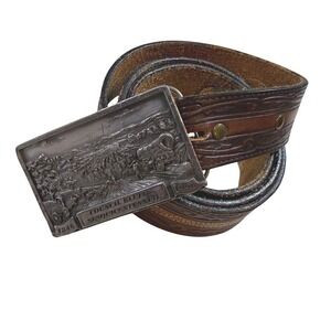 Council Bluffs Sesquicentennial 1996 Western Leather Belt Buckle Men's